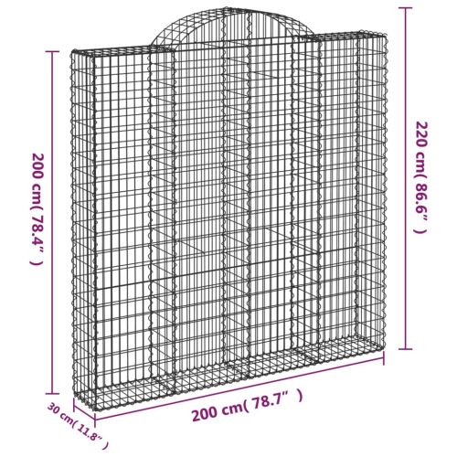 Дъговидна габионна кошница 200x30x200/220 см поцинковано желязо