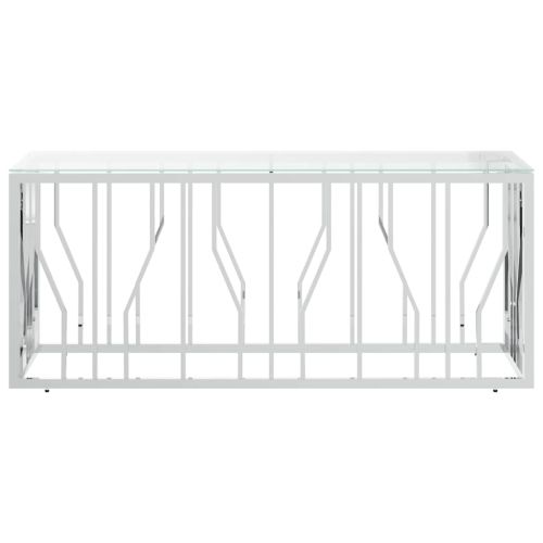 Маса за кафе 110x45x45 cм неръждаема стомана и стъкло