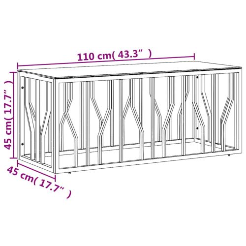 Маса за кафе 110x45x45 cм неръждаема стомана и стъкло