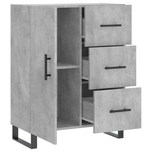 Сайдборд, бетонно сив, 69,5x34x90 см, инженерно дърво