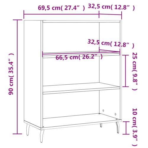 Шкаф с рафтове, сив сонома, 69,5x32,5x90 см, инженерно дърво