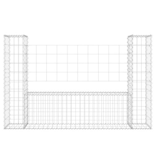 U-образна габионна кошница с 2 стълба, желязо, 140x20x100 см