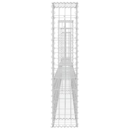 U-образна габионна кошница с 4 стълба, желязо, 380x20x100 см