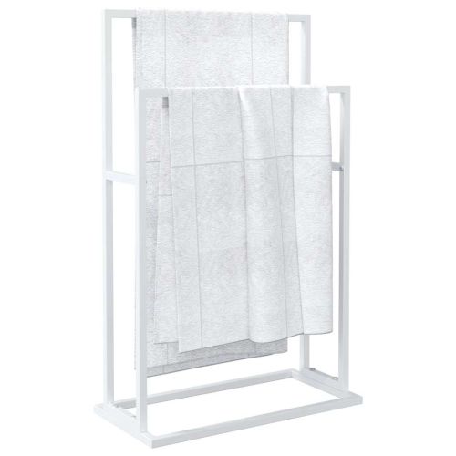 Свободностояща поставка за кърпи, бяла, 48x24x78,5 см, желязо