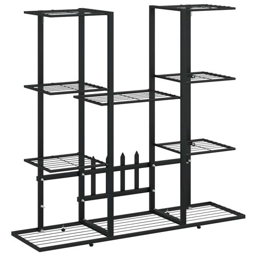 Стойка за цветя, 94,5x25x89 см, черна, желязо