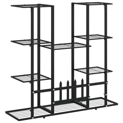 Стойка за цветя, 94,5x25x89 см, черна, желязо