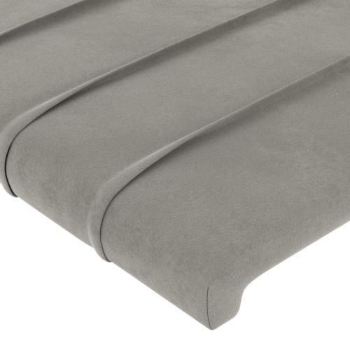 Горна табла за легло с уши, светлосива,163x23x118/128 см кадифе