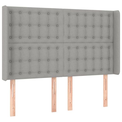 Горна табла за легло с уши, светлосива, 147x16x118/128 см, плат