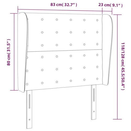 Горна табла за легло с уши светлосива 83x23x118/128 см кадифе