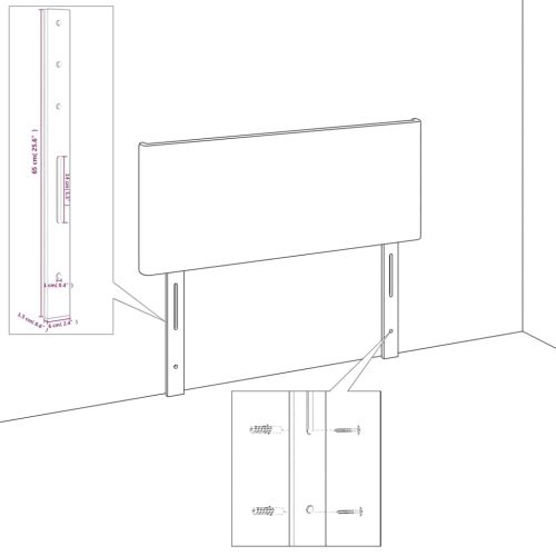 Горна табла за легло, тъмносива, 183x16x78/88 см, кадифе