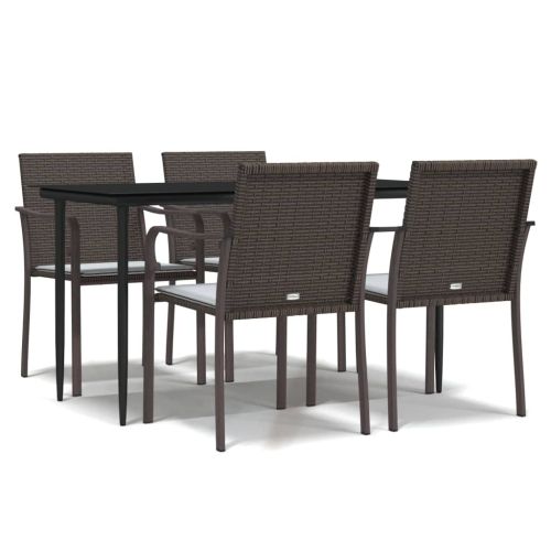 Градински комплект от 5 части с възглавници полиратан и стомана