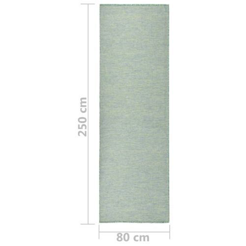 Градински плоскотъкан килим, 80x250 см, тюркоазен