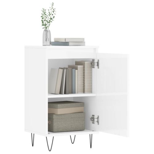 Бюфети 2 бр бял гланц 40x35x70 см инженерно дърво
