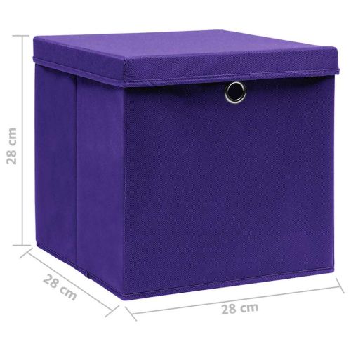 Кутии за съхранение с капаци 10 бр 28x28x28 см лилави