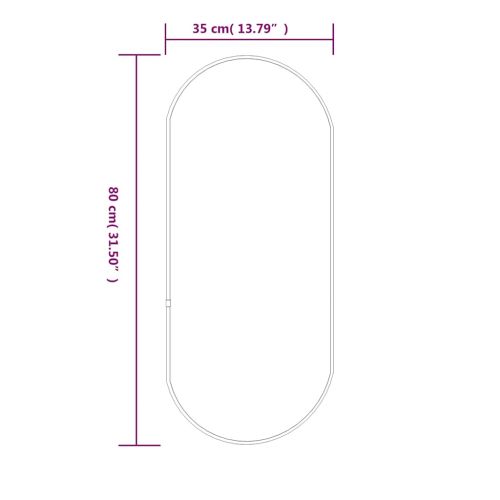 Стенно огледало черно 80x35 см овално