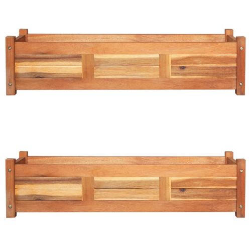 Градински повдигнати лехи, 2 бр, акациево дърво, 100x30x25 см