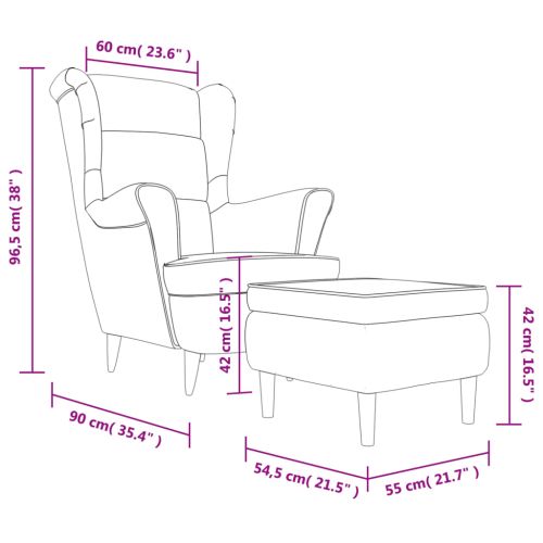 Фотьойл Wingback с табуретка, розова, кадифе