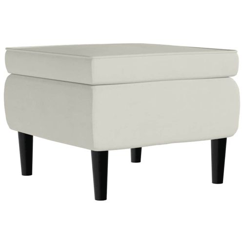 Фотьойл Wingback с табуретка, кремав, кадифе