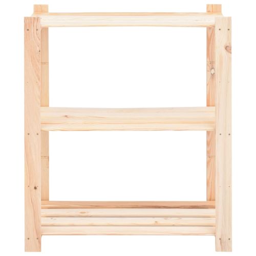 3-етажни стелажи, 10 бр, 80x38x90 см, бор масив, 150 кг