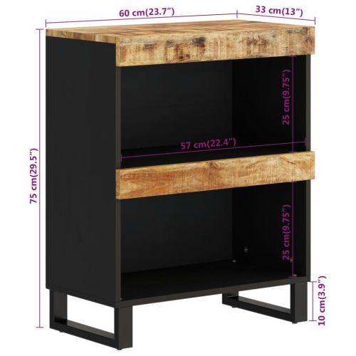 Страничен шкаф 60x33x75 см манго масивно дърво