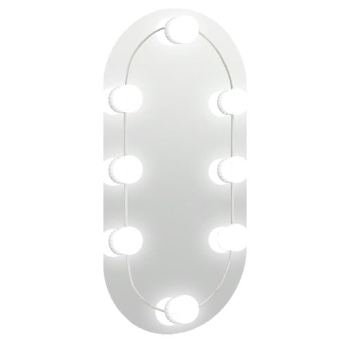 Огледало с LED лампи, 40x20 см, овално, стъкло