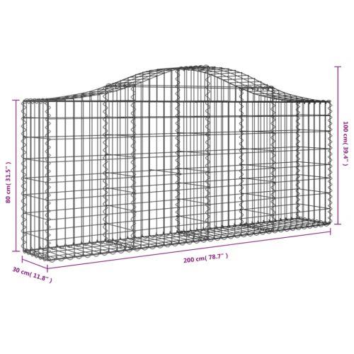 Габионни кошници арка 11 бр 200x30x80/100 см поцинковано желязо