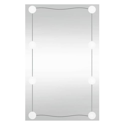 Стенно огледало с LED лампи 40x60 см стъкло правоъгълно