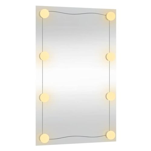 Стенно огледало с LED лампи 40x60 см стъкло правоъгълно