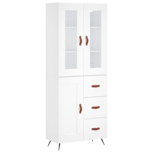 Висок шкаф, бял, 69,5x34x180 см, инженерно дърво