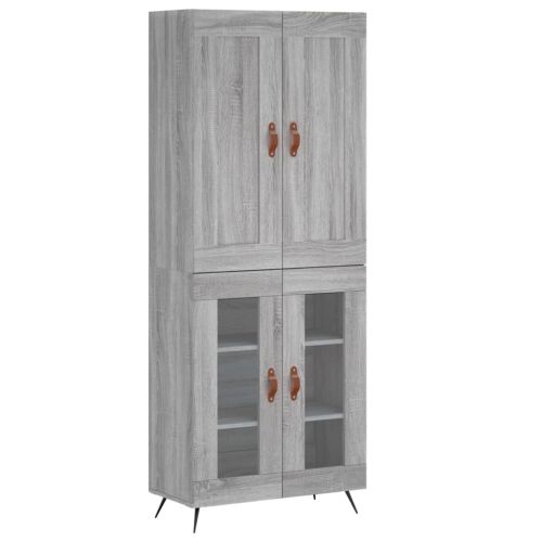 Висок шкаф, сив сонома, 69,5x34x180 см, инженерно дърво
