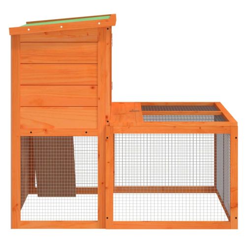 Клетка за зайци кафява 102x90x84,5 см борово дърво масив