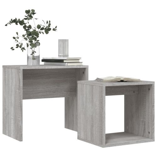 Стифиращи кафе маси, 2 бр, сив сонома, инженерно дърво