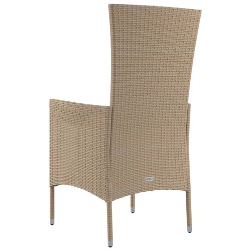 Градински столове с възглавници, 4 бр, полиратан, бежови