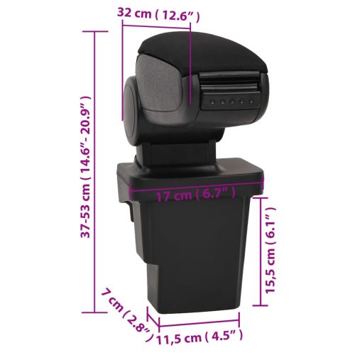 Подлакътник за кола черен 17x32x(37-53) см ABS