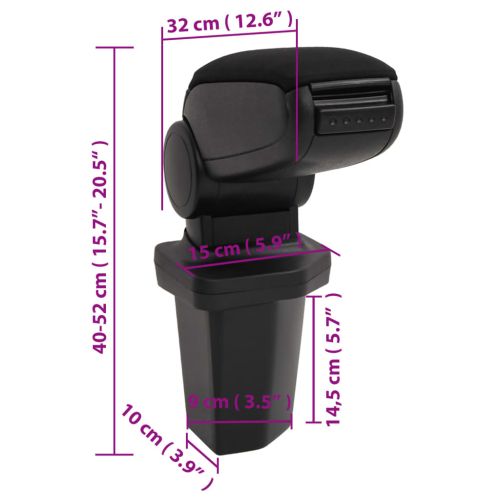 Подлакътник за кола черен 15x32x(40-52) см ABS