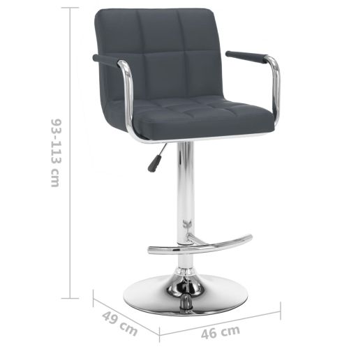 Бар табуретки, 2 бр, сиви, изкуствена кожа