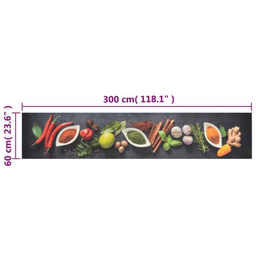 Кухненско килимче, миещо, подправки, 60x300 см, кадифе