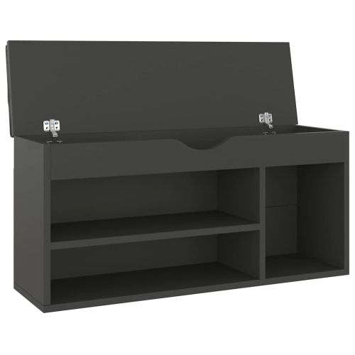 Пейка за обувки с подложка сива 104x30x49 см инженерно дърво