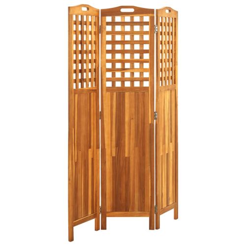 Параван за стая, 3 панела, 121x2x170 cм, акациево дърво масив