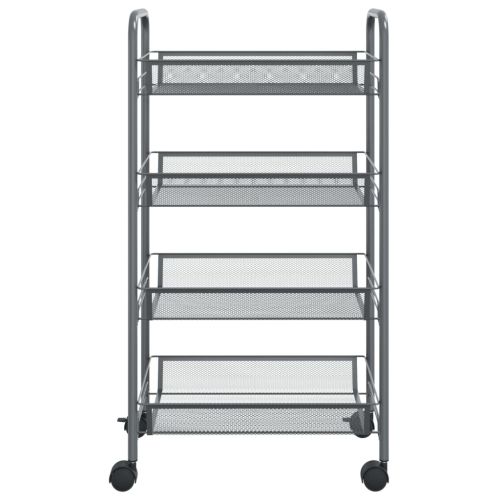 Кухненска количка на 4 нива, сива, 46x26x85 см, желязо