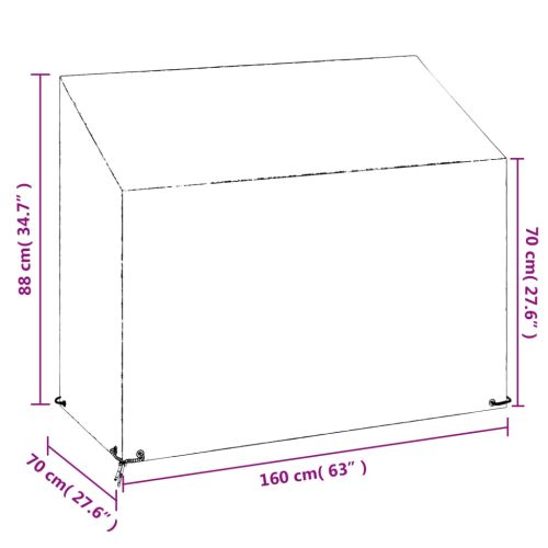Калъф за градинска пейка 8 отвора 160x70x70/88 см полиетилен