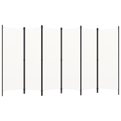 Параван за стая, 6 панела, бял, 300x180 cм