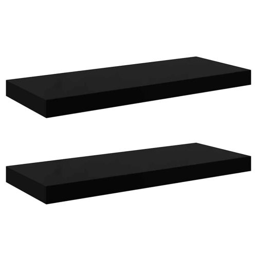 Окачени стенни рафтове, 2 бр, черен гланц, 60x23,5x3,8 см, МДФ