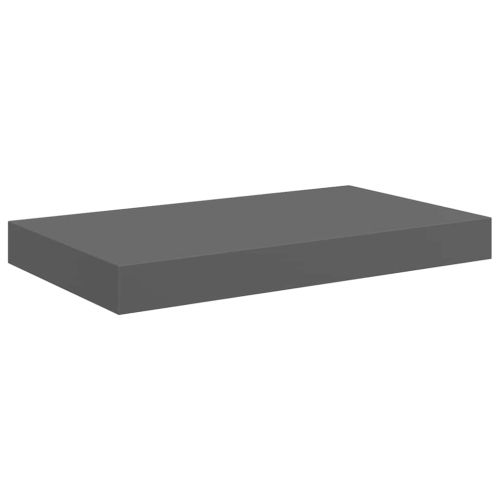 Окачени стенни рафтове, 2 бр, сив гланц, 40x23x3,8 см, МДФ