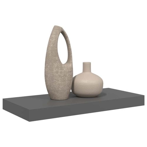 Окачен стенен рафт, сив гланц, 50x23,5x3,8 см, МДФ