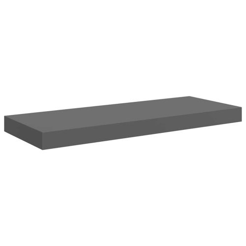 Окачени стенни рафтове, 2 бр, сив гланц, 60x23,5x3,8 см, МДФ