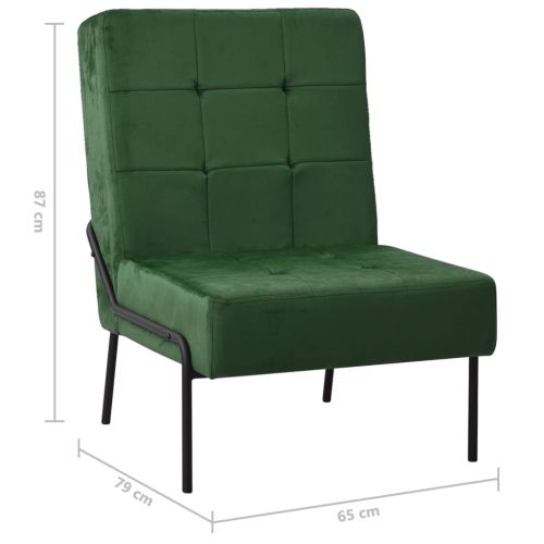 Стол за релаксация, 65x79x87 см, тъмнозелен, кадифе