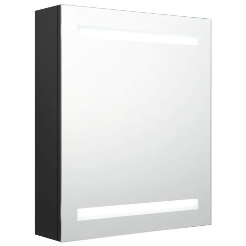 LED шкаф с огледало за баня, черно, 50x14x60 см