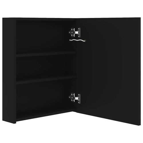 LED шкаф с огледало за баня, черно, 50x14x60 см