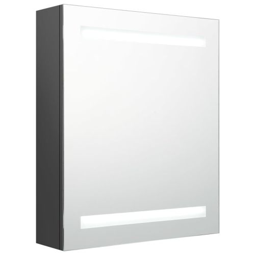 LED шкаф с огледало за баня, сив, 50x14x60 см